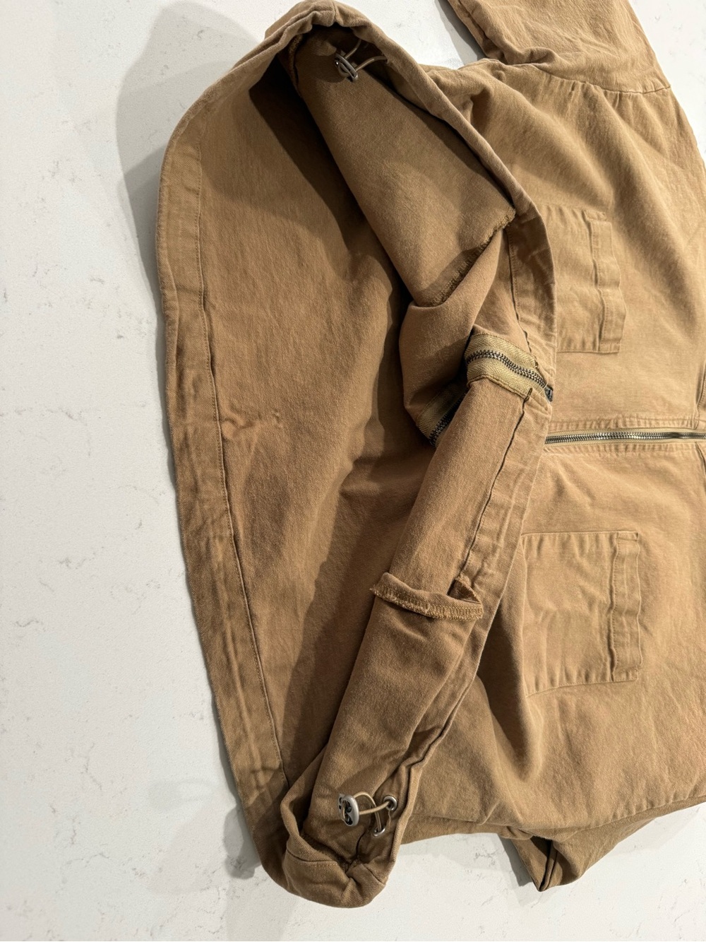 12th Tribe Tan Utility Zip-Front Women's Oversized Jacket. Size XS - Picture 9 of 10